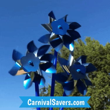 blue pinwheels outside spinning gif